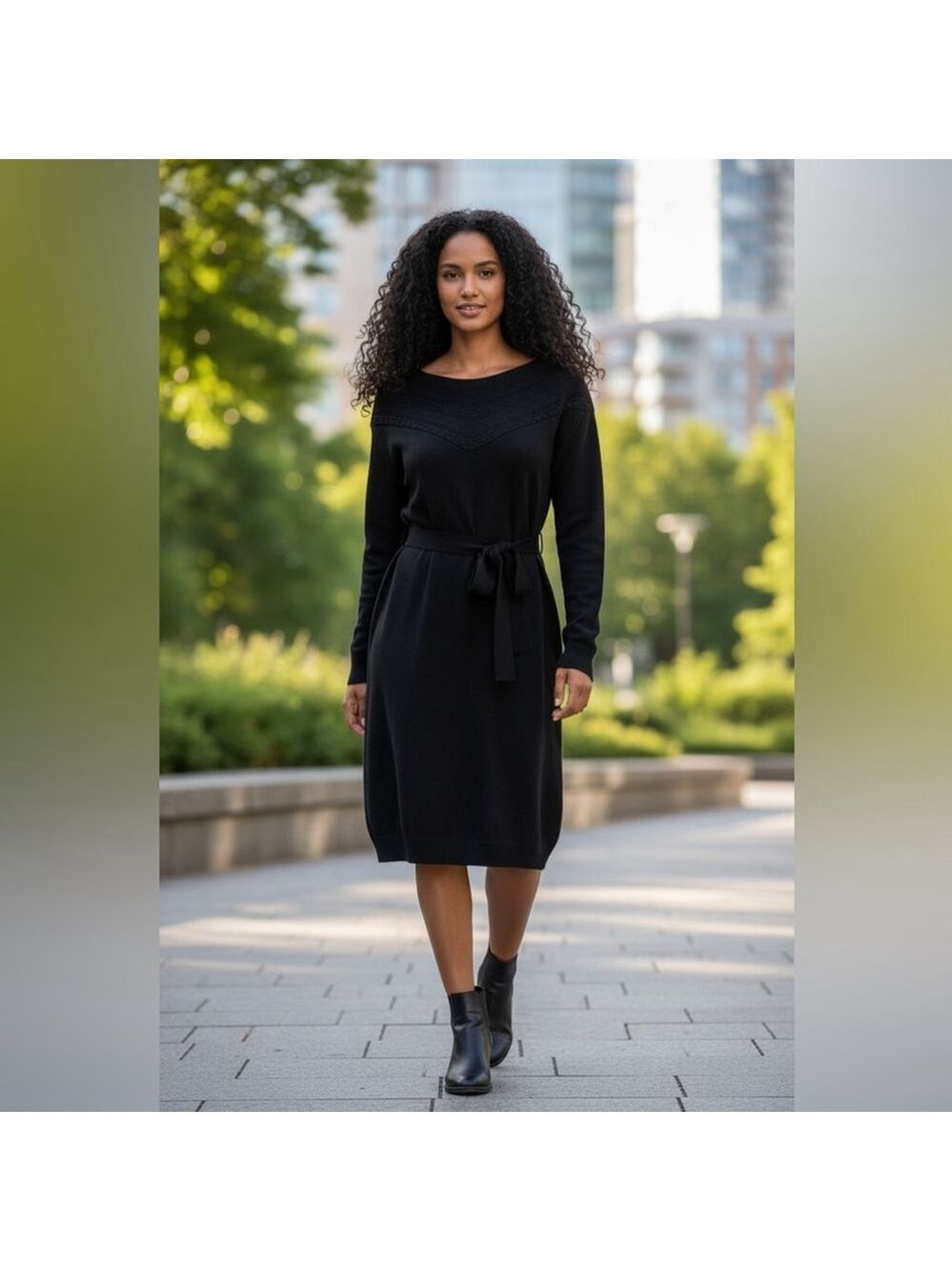 Grace Karin Black Knit Sweater Dress Size 2XL